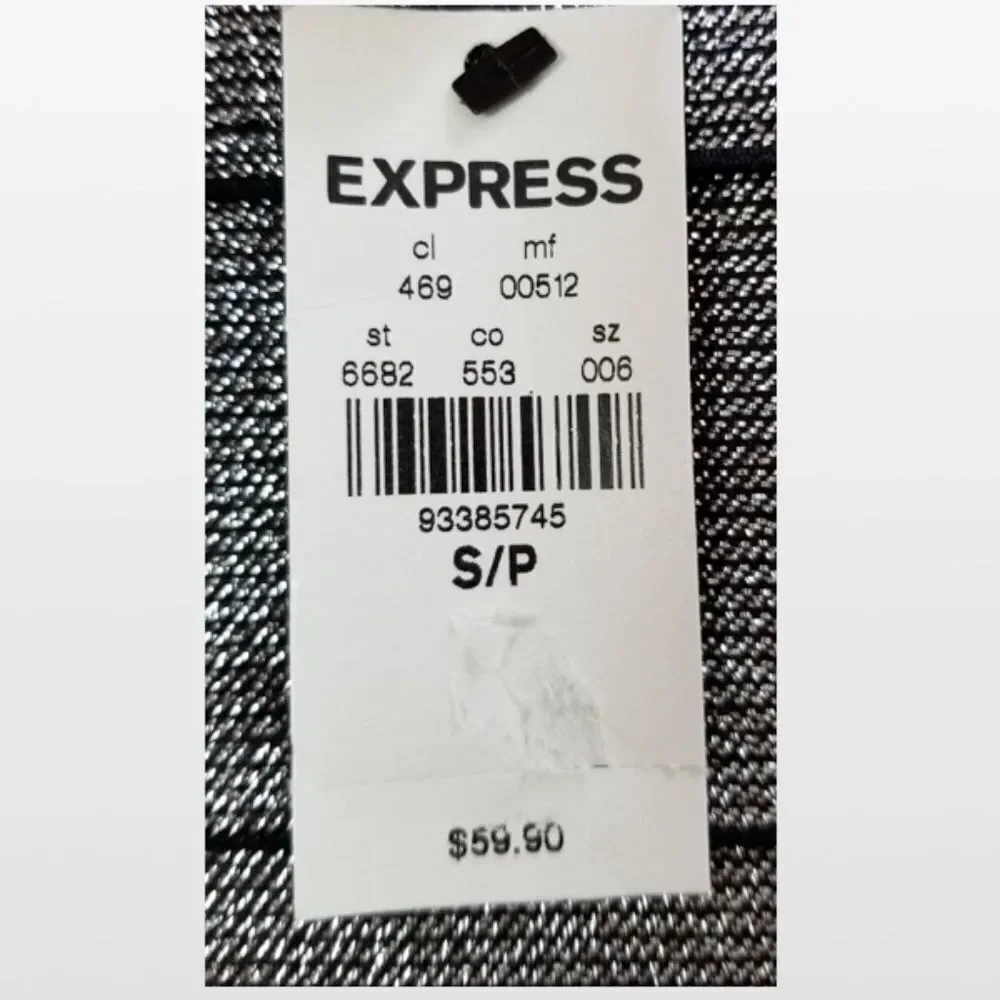 New Mini Pencil Skirt Silver Metallic Small